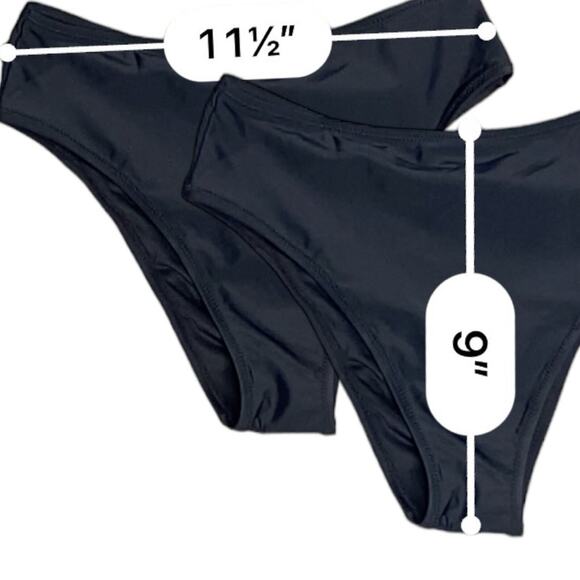 Relleciga Bikini Bottom Women M Black Classic Minimalist Poolside Beach Swim NWT - Picture 7 of 8